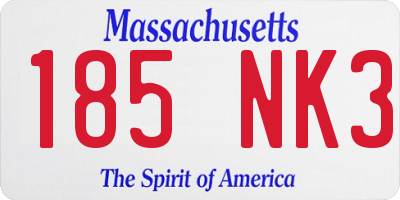 MA license plate 185NK3