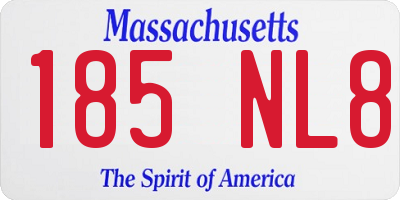 MA license plate 185NL8