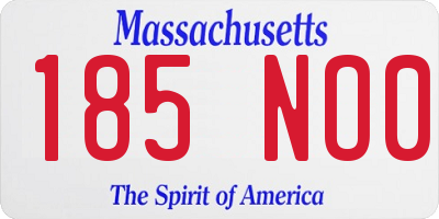 MA license plate 185NO0