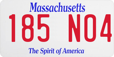MA license plate 185NO4
