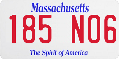 MA license plate 185NO6