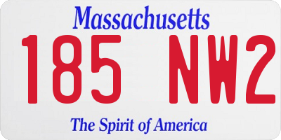MA license plate 185NW2