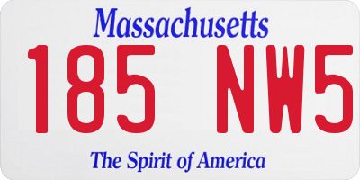 MA license plate 185NW5