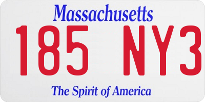 MA license plate 185NY3