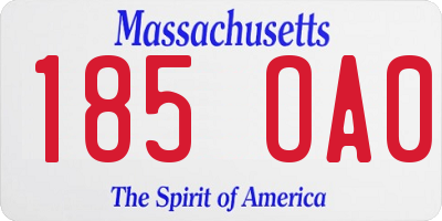 MA license plate 185OA0