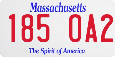MA license plate 185OA2