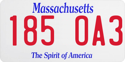 MA license plate 185OA3