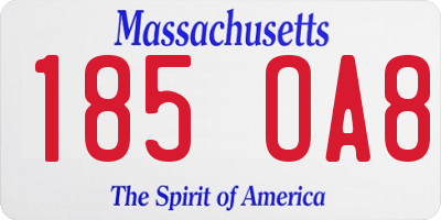 MA license plate 185OA8