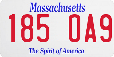 MA license plate 185OA9