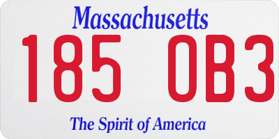 MA license plate 185OB3