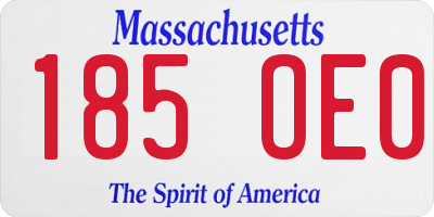 MA license plate 185OE0
