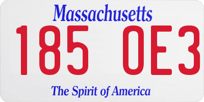 MA license plate 185OE3