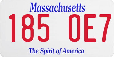 MA license plate 185OE7