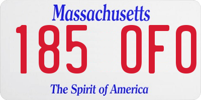 MA license plate 185OF0