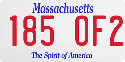 MA license plate 185OF2