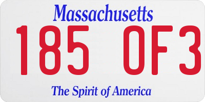 MA license plate 185OF3