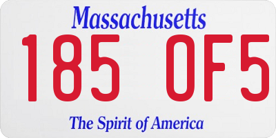 MA license plate 185OF5
