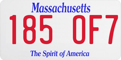 MA license plate 185OF7