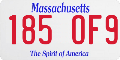 MA license plate 185OF9