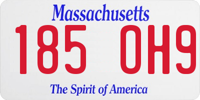 MA license plate 185OH9