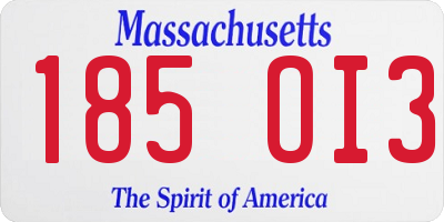 MA license plate 185OI3