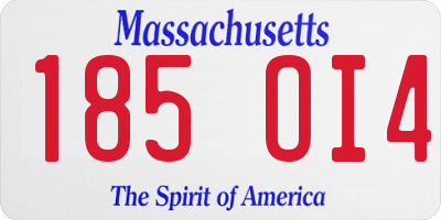 MA license plate 185OI4