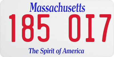 MA license plate 185OI7