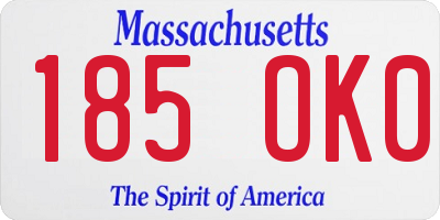 MA license plate 185OK0
