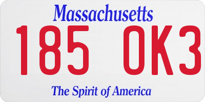 MA license plate 185OK3