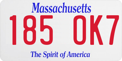 MA license plate 185OK7