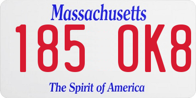 MA license plate 185OK8