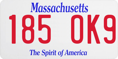 MA license plate 185OK9