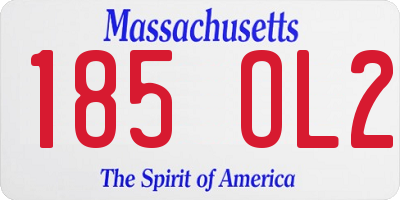 MA license plate 185OL2