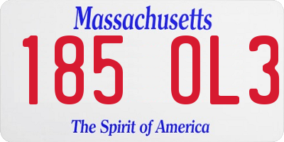 MA license plate 185OL3