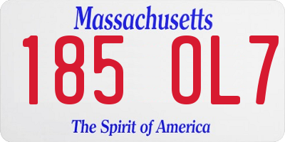 MA license plate 185OL7