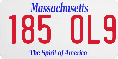 MA license plate 185OL9