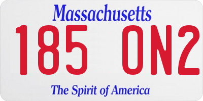 MA license plate 185ON2