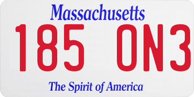 MA license plate 185ON3