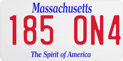 MA license plate 185ON4