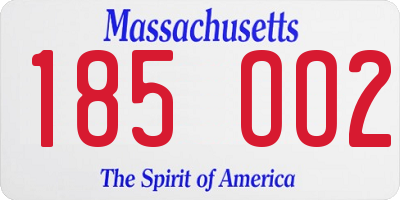 MA license plate 185OO2