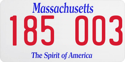 MA license plate 185OO3