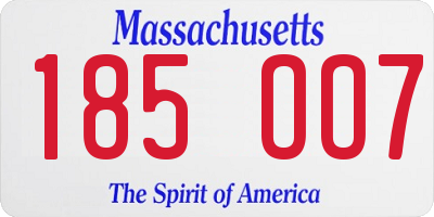 MA license plate 185OO7