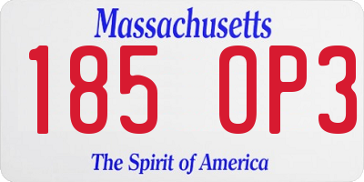 MA license plate 185OP3