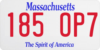 MA license plate 185OP7