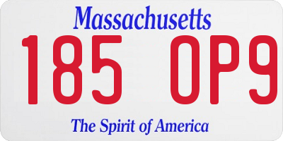 MA license plate 185OP9