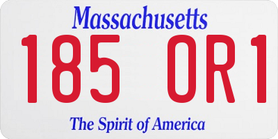 MA license plate 185OR1