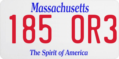MA license plate 185OR3