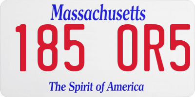 MA license plate 185OR5