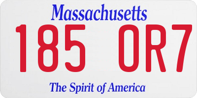 MA license plate 185OR7