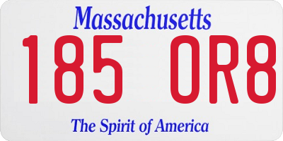 MA license plate 185OR8